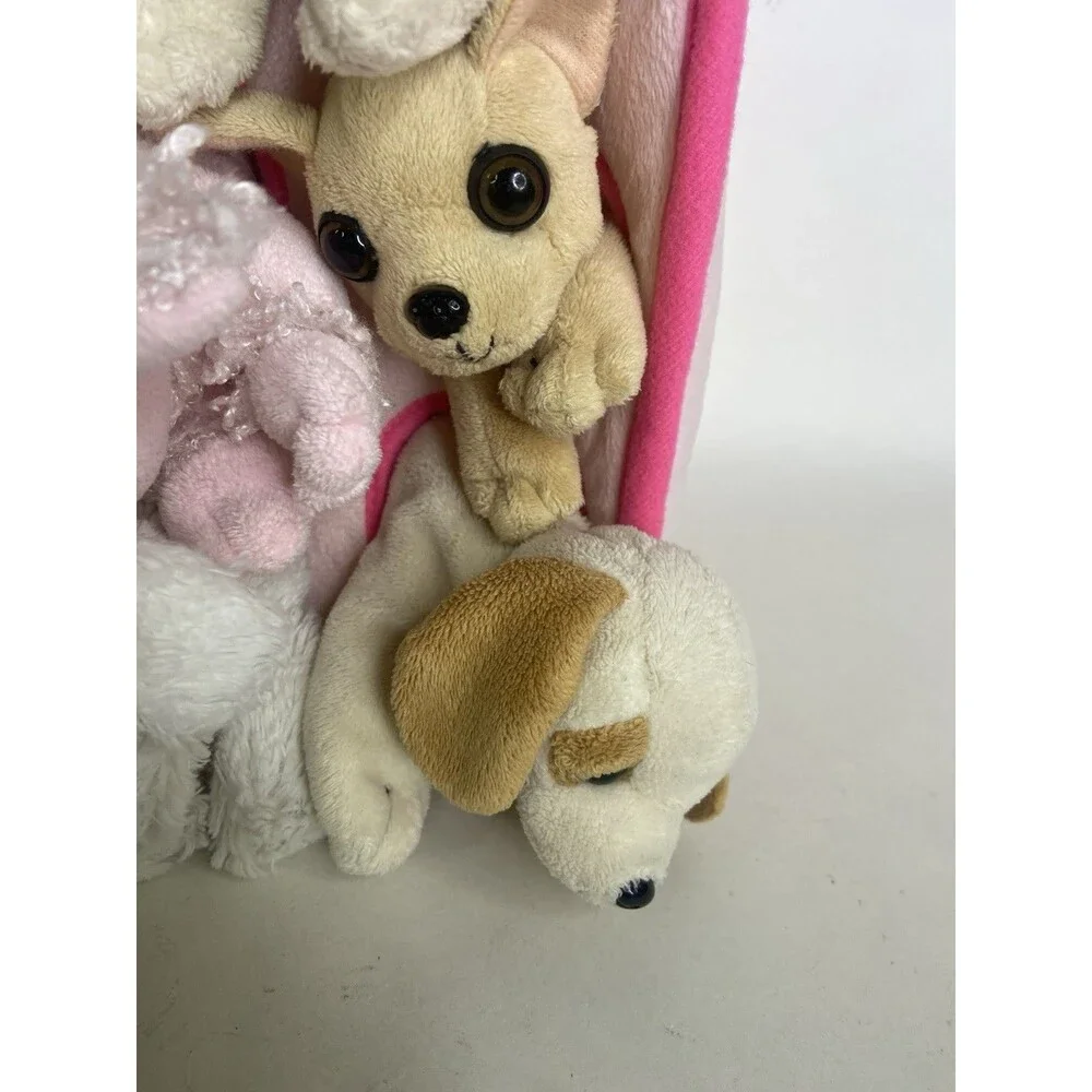 Unipak Plush Pink Dog House Playset with 5 Toy Dogs Puppies Stuffed Animals